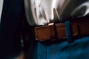 man with leather belt accessory