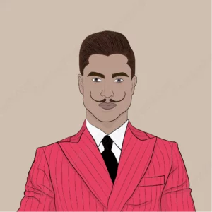 Illustration of man with a Dali mustache