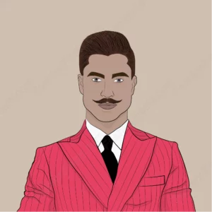Illustration of a man with an English mustache