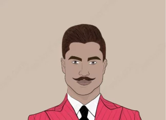 Illustration of a man with an English mustache