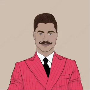 Illustration of man with a handlebar mustache