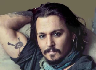 Johnny Depp sporting a mustache with goatee