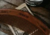 mustache comb on table