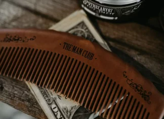 mustache comb on table